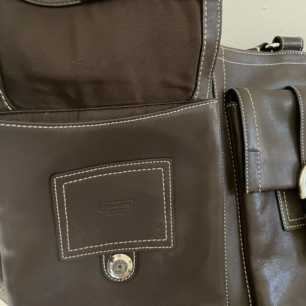 Brown leather large shoulder bag - Picture 12 of 13